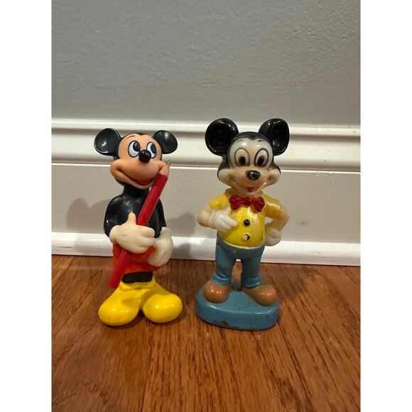 2 Vintage Mickey Mouse Figures 60's Hong Kong - Picture 1 of 6